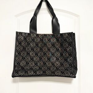 Victoria’s Secret Limited Edition Black Plaid Velour Monogram Tote Bag